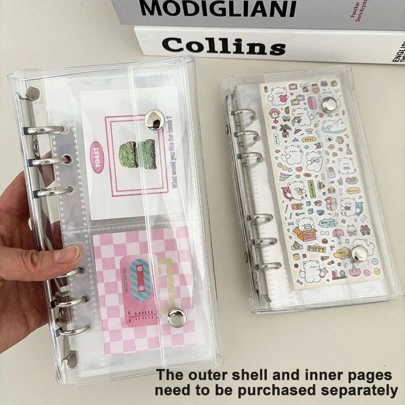 A6 Narrow Loose Leaf Binder Cover 10Pcs 1-2 Grid Storage Bags
