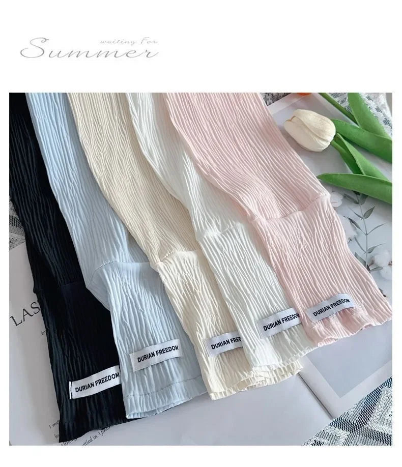 Ice silk sunscreen sleeves, solid color, simple Korean version,