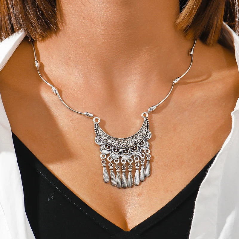 Aihua Bohemia Turquoise Stone Necklace for Women Chokers Collier Femme