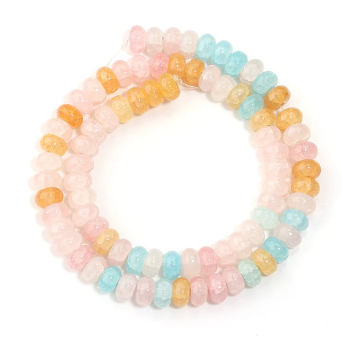 1 String 5x8mm Glass Beads Colorful Abacus Flat Round Loose Beads For