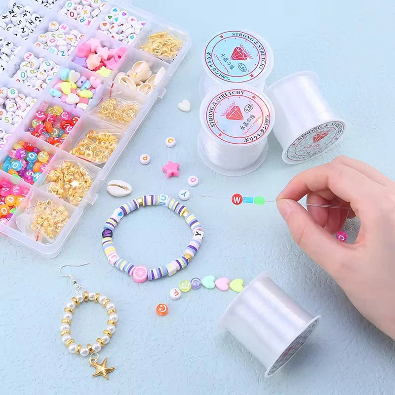 100M Plastic Crystal DIY Beading Fishing Line No Elastic Cord Rope For