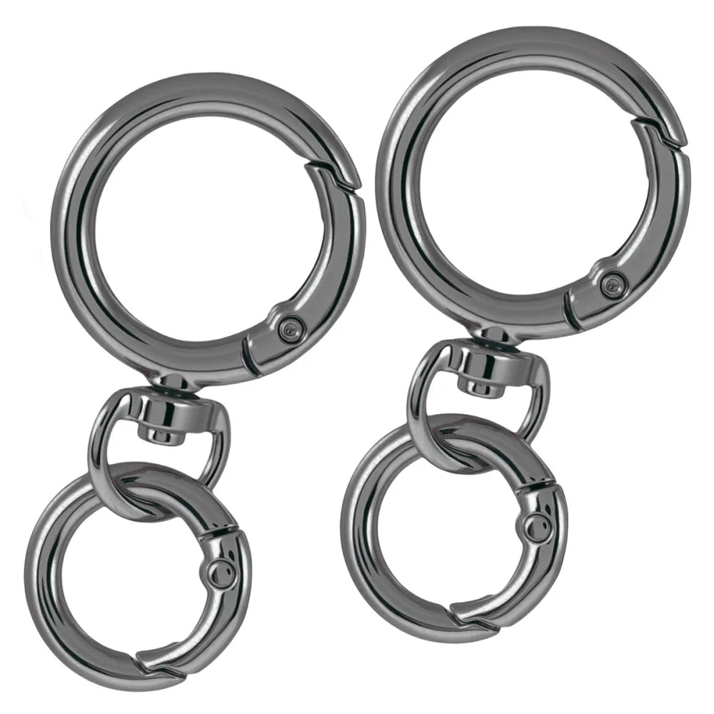 2Sets Round Spring Snap Carabiner Clip O Rings Swivel Trigger Hook