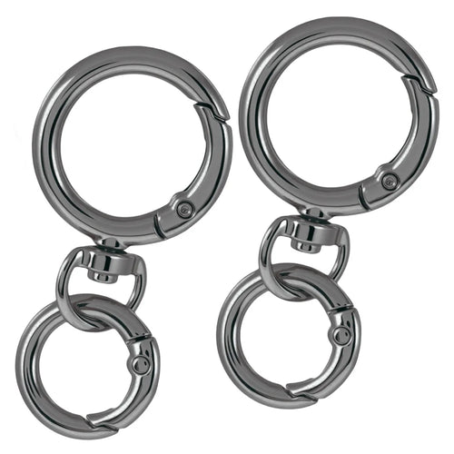 2Sets Round Spring Snap Carabiner Clip O Rings Swivel Trigger Hook