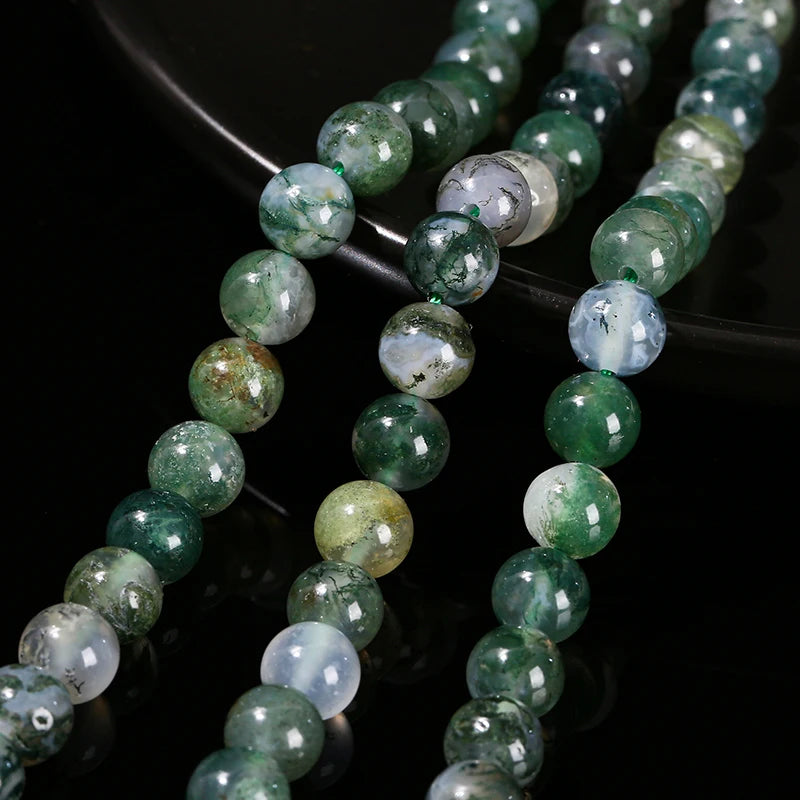 Wholesale Natural Ice Grass Moss Agate Bead Round Loose Spacer Onyx