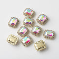 12X14mm 10Pcs Rectangular Diamond Inlaid Four Hole Claw Diamond DIY