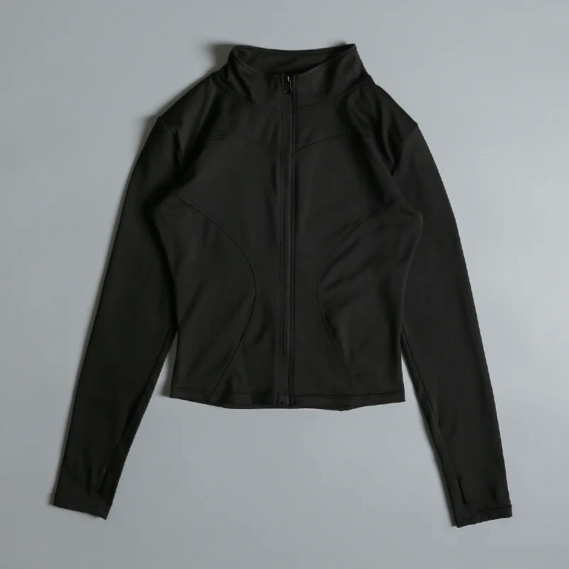 Women Zip Fitness Yoga Shirt Long Sleeve Sports Jacket Gym Top