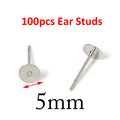 100pcs Gold Stainless Steel 3-8mm Flat Head Stud Earrings DIY Round