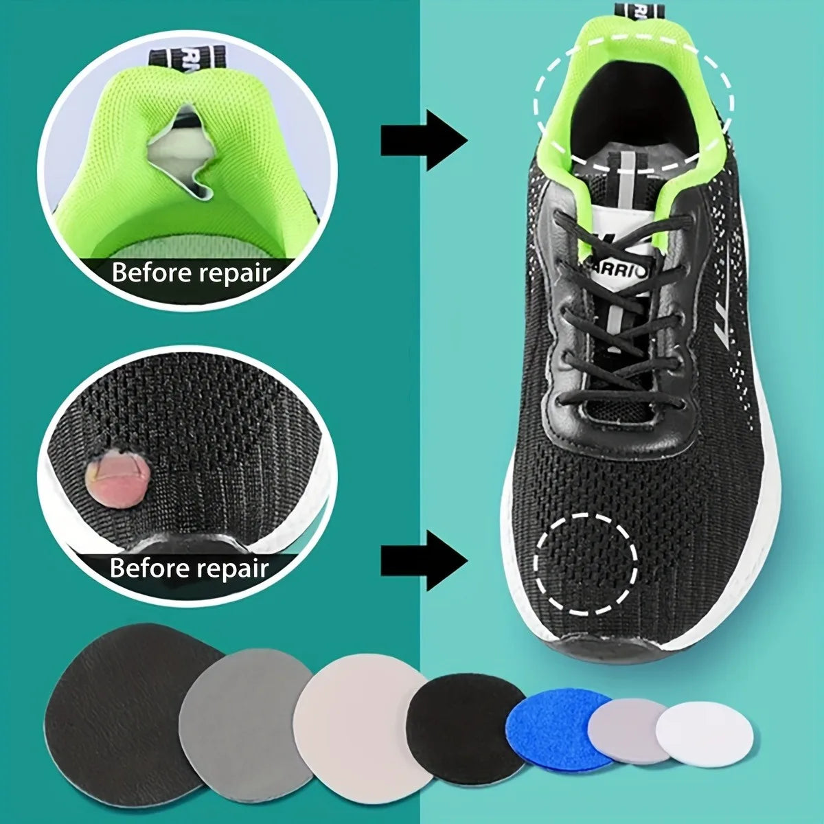 6 Pcs Self-Adhesive Shoe Patches, Strong Waterproof Repair for Holes,