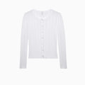 Cou French-Style Hollow-Out Vertical Striped Knit Cardigan,