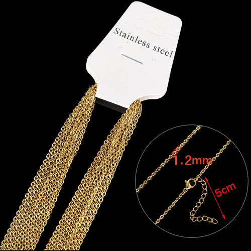 10pcs 45+5cm Gold Plated Stainless Steel Link Chain Necklace with