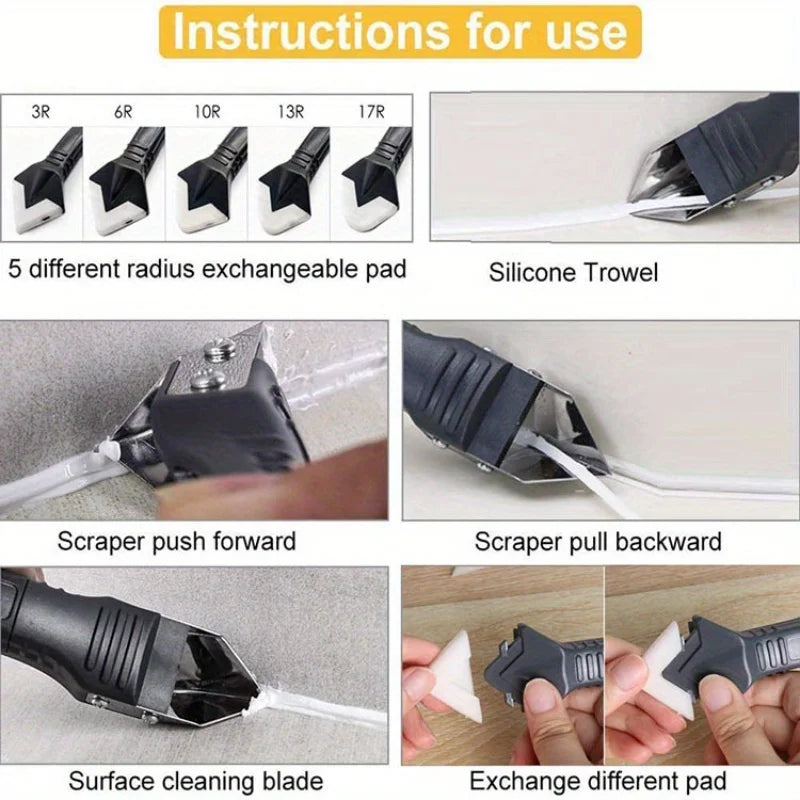 Silicone Caulking Tool | 5-in-1 Sealant Finishing Tool | Caulk Remover