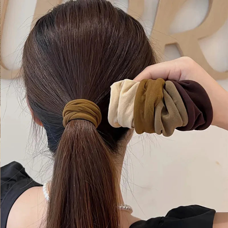 4 Set Solid Widen Thicken Hair Band Ropes Women Ponytail Holder Hair