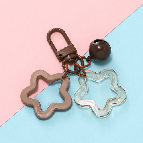 1pc Acrylic Star Keychains with Small Bell Shaped Hollow Pentagram