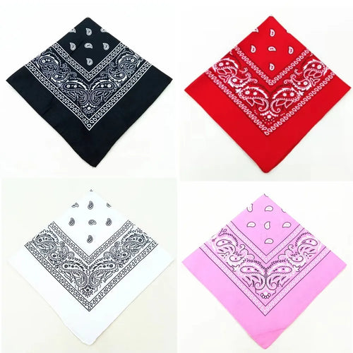 1-4Pcs Fashion Hip Hop Cotton Bandana Square Scarf 54cm*54cm Black Red