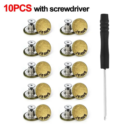 10pcs/Pack 17mm Adjustable Nail-Free Jeans Waist Extender Buttons