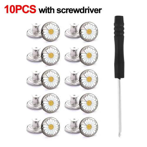 10pcs/Pack 17mm Adjustable Nail-Free Jeans Waist Extender Buttons