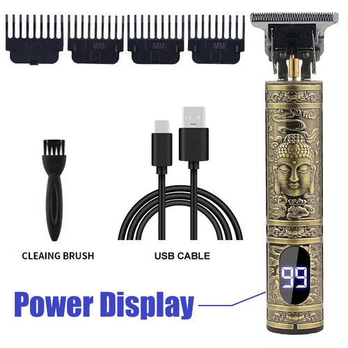 2026 T9 Vintage Hair Clipper Cordless Electric USB Fast Charging
