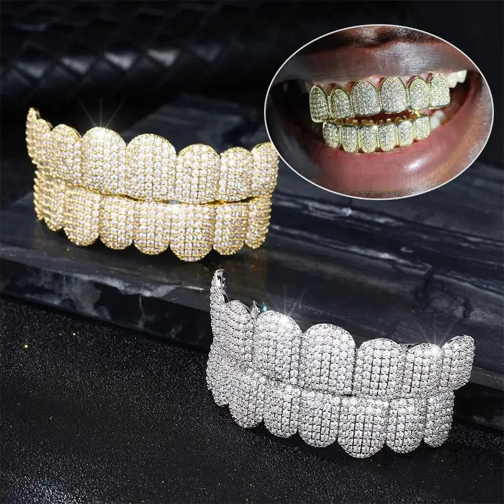 Hip Hop Teeth Grillz Set Top & Bottom Set Removable Design Hiphop