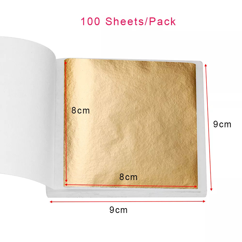 100sheets Imitation Gold Foil Paper Leaf Gilding DIY Epoxy Resin