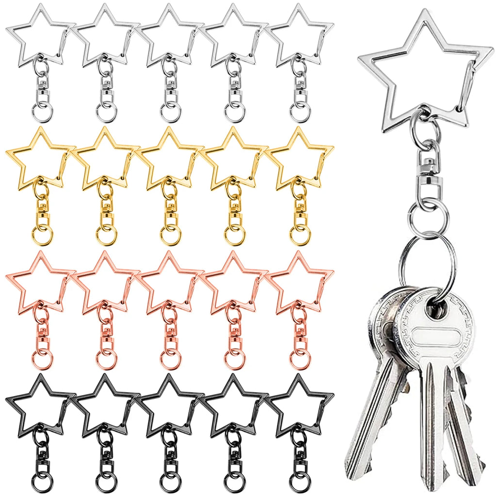 5/15/25/50 Sets Star Shaped Snap Keychain Lobster Claw Clasp with