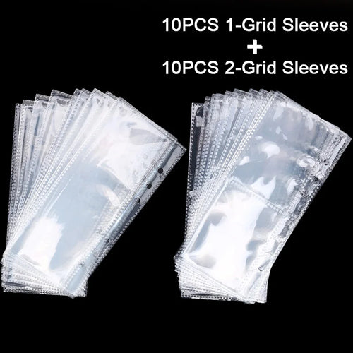 A6 Narrow Loose Leaf Binder Cover 10Pcs 1-2 Grid Storage Bags