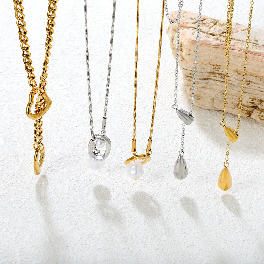 LUXUKISSKIDS Y Clavicle Choker Heart Waterdrop Charm Necklaces for