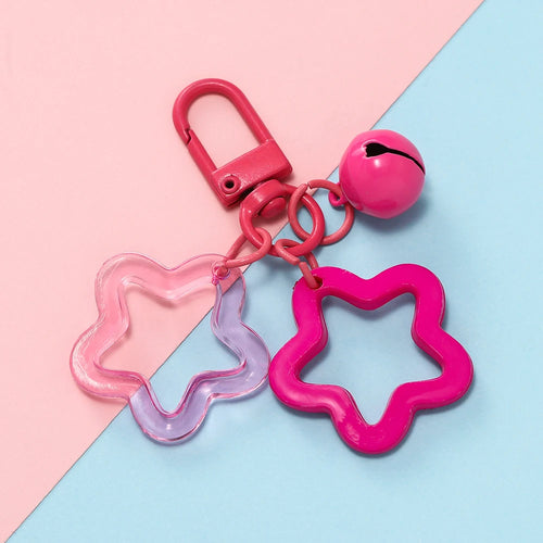 1pc Acrylic Star Keychains with Small Bell Shaped Hollow Pentagram