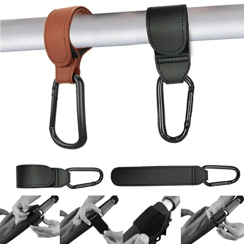 1/2pcs PU Leather Baby Stroller Hook for Pram Rotate 360 Degree
