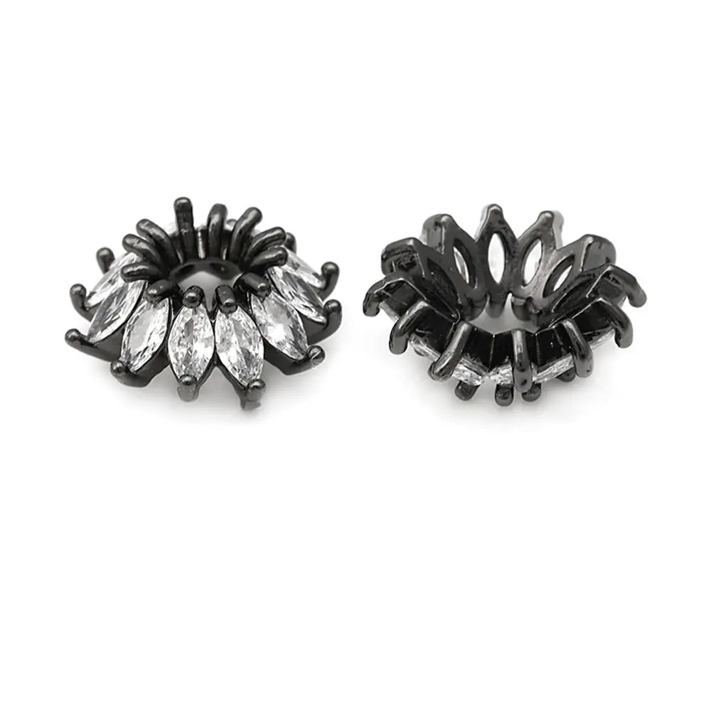 18K Gold Color Brass and Zircon Flower Beads Caps Jewelry Earrings