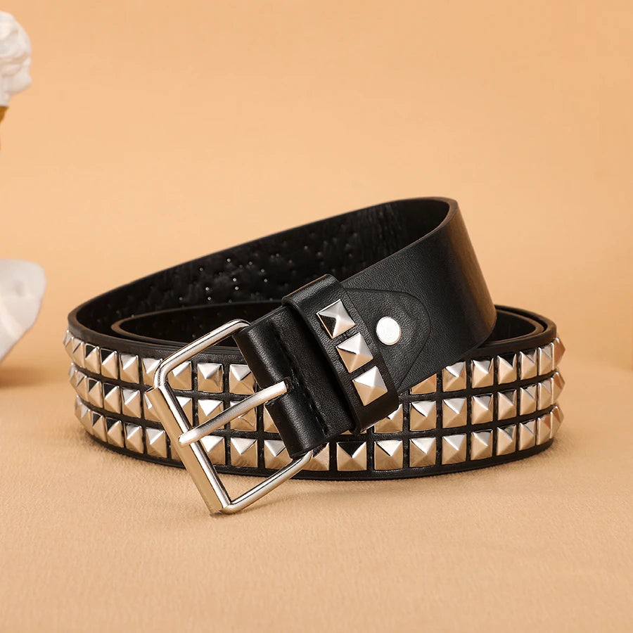 Trend Rivet Belt Heavy Metal Belt Men Women Punk Nightclub Rock Style
