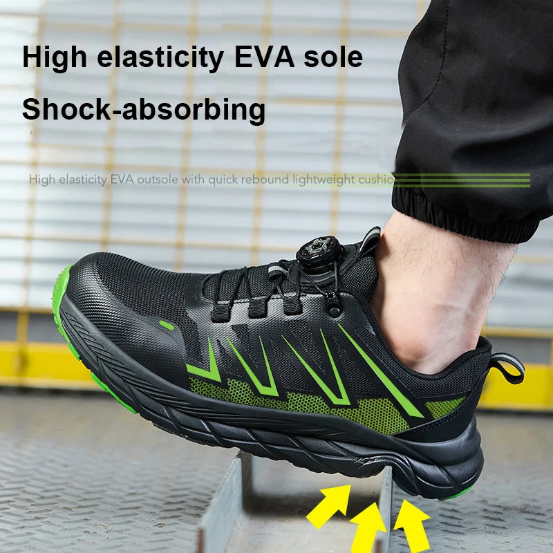 Rotating Button Work Shoes for Men Steel Toe Work Safety Shoes