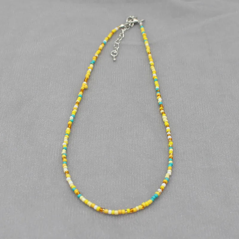 Simple Seed Beads Strand Choker Necklace Women String Collar Charm