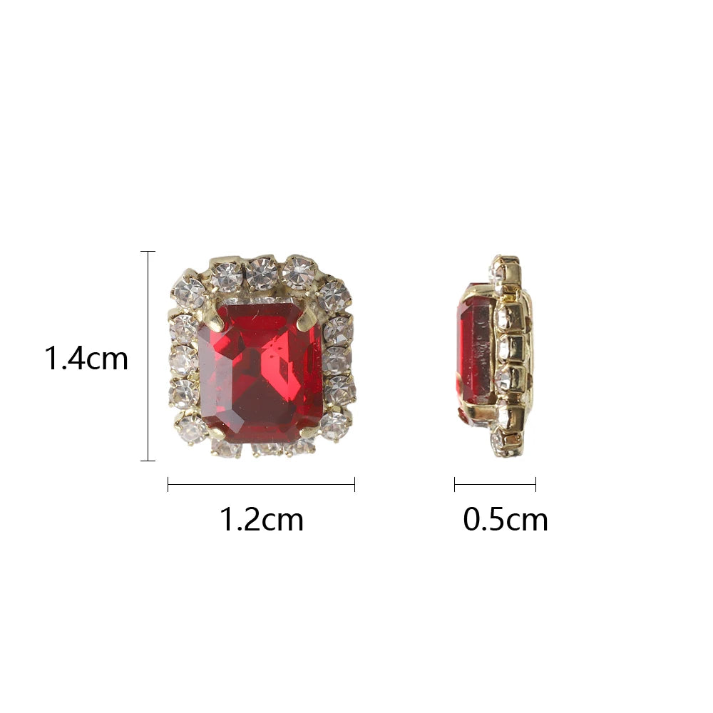 12X14mm 10Pcs Rectangular Diamond Inlaid Four Hole Claw Diamond DIY