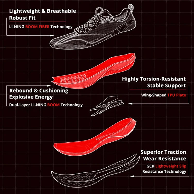 Li-Ning Men's RED HARE 9 PRO Racing Running Shoes BOOM Cushion Rebound
