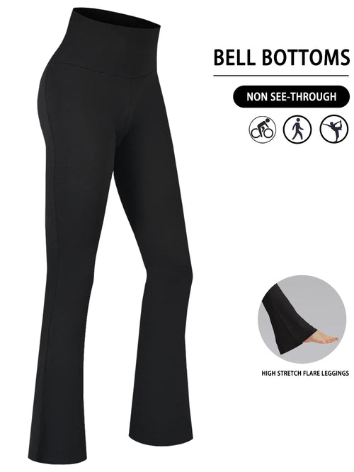 Plus Size Women's Super Soft High Waisted Flare Pants, Leggings Tummy