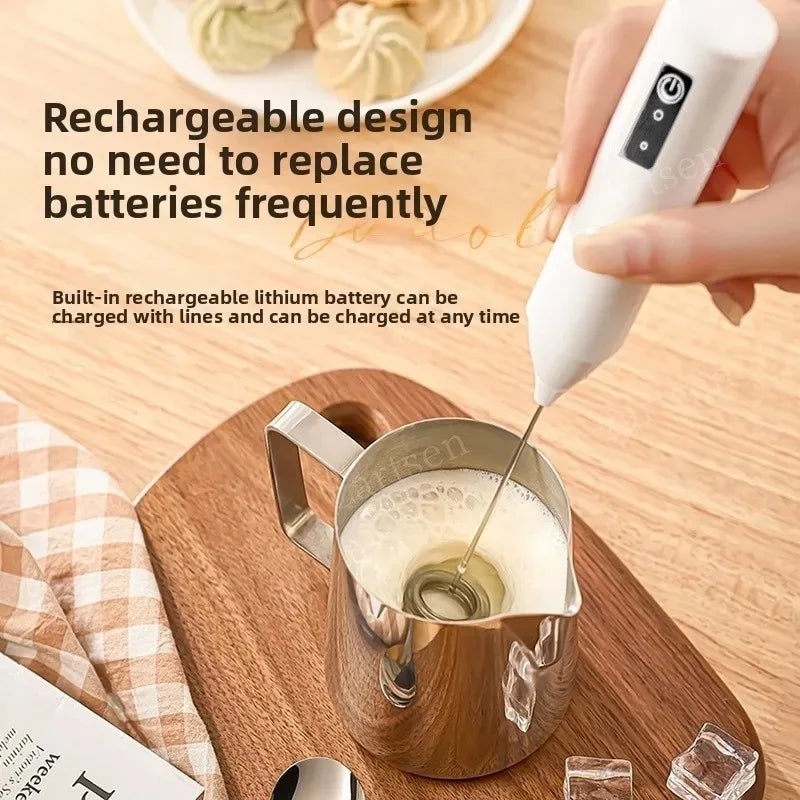 Wireless Milk Frother Electric Type-C Handheld Blender Stainless Steel