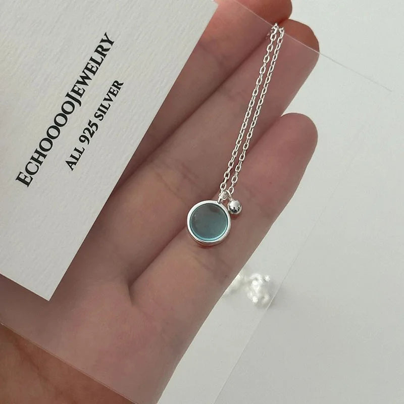 XIYANIKE Summer Blue Crystal Pendant Necklace For Women Girl Luxury