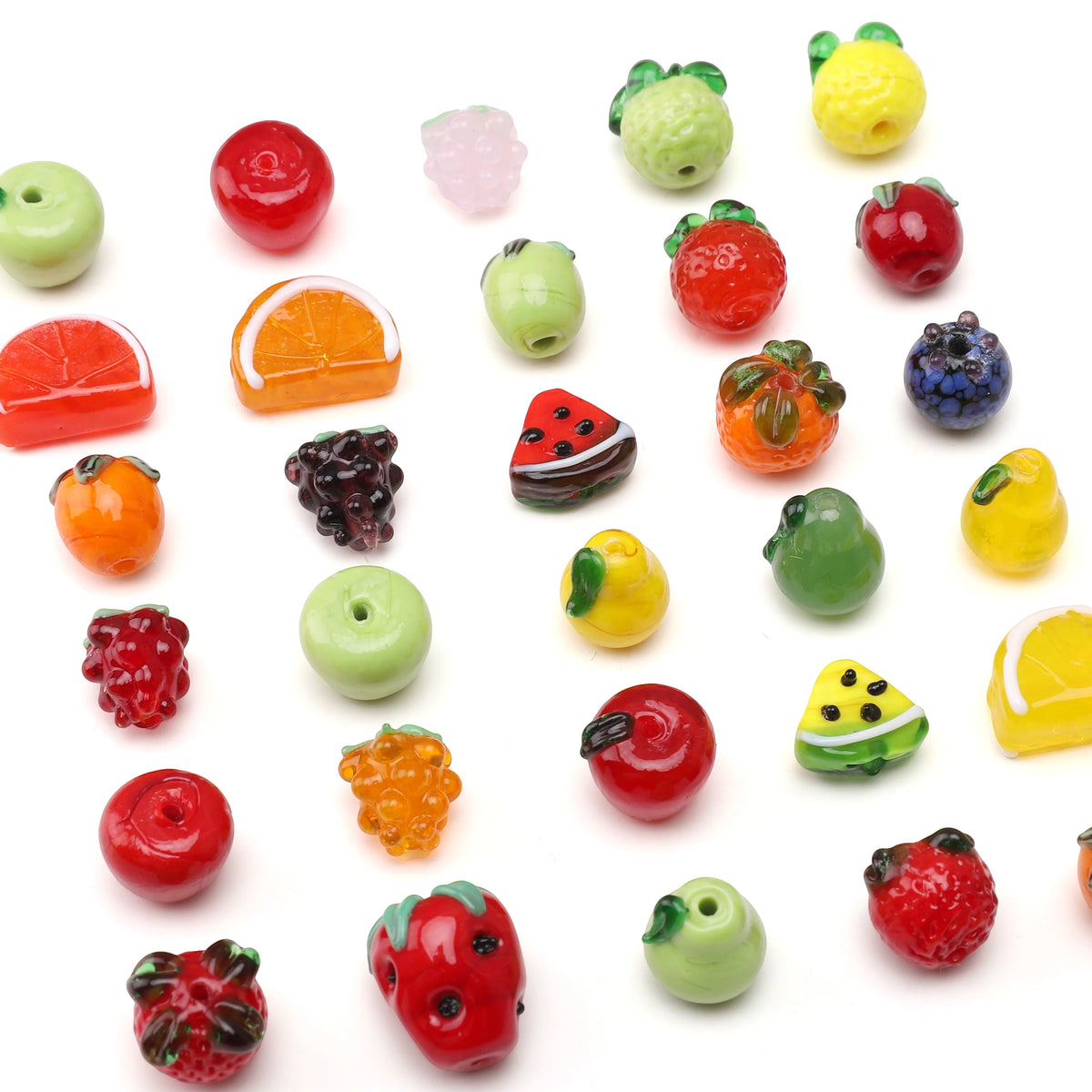 Fruit Beads Gass Beads Cute Loose Spacer Beading Lemon for Earring