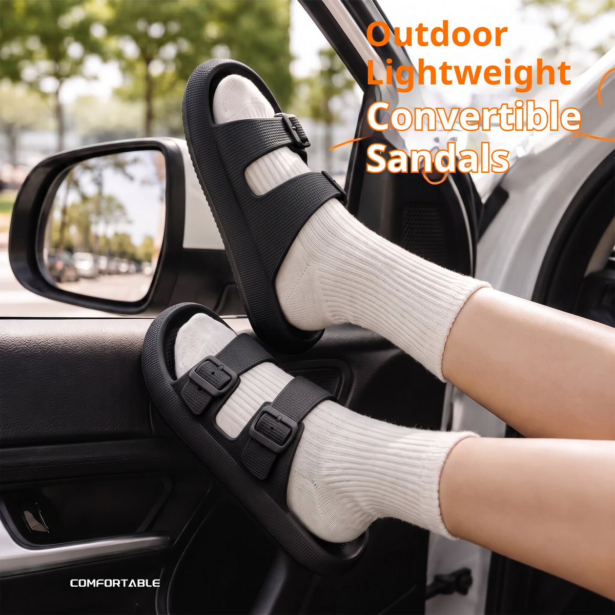 Men Adjustable Double Buckle Slides Sandals EVA Cloud Soft Thick