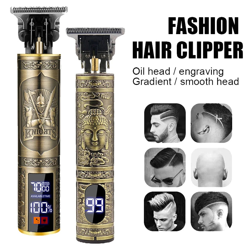 2026 T9 Vintage Hair Clipper Cordless Electric USB Fast Charging
