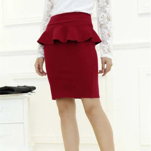 Women Ruffles Slim Stretch High Waist pencil Skirt Plus Size Clothes