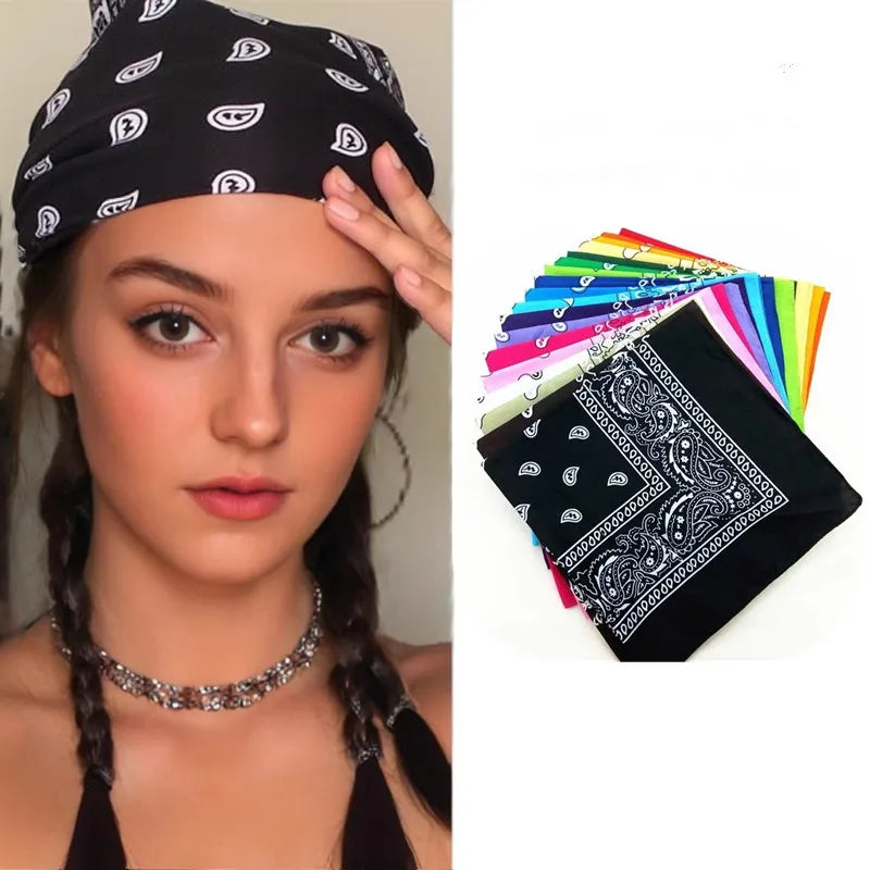 1-4Pcs Fashion Hip Hop Cotton Bandana Square Scarf 54cm*54cm Black Red