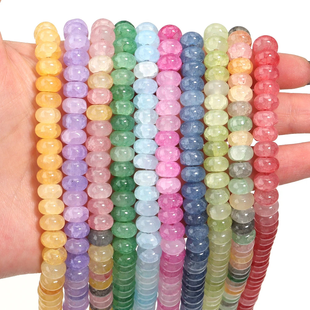 1 String 5x8mm Glass Beads Colorful Abacus Flat Round Loose Beads For