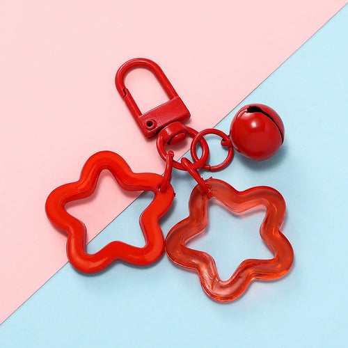 1pc Acrylic Star Keychains with Small Bell Shaped Hollow Pentagram