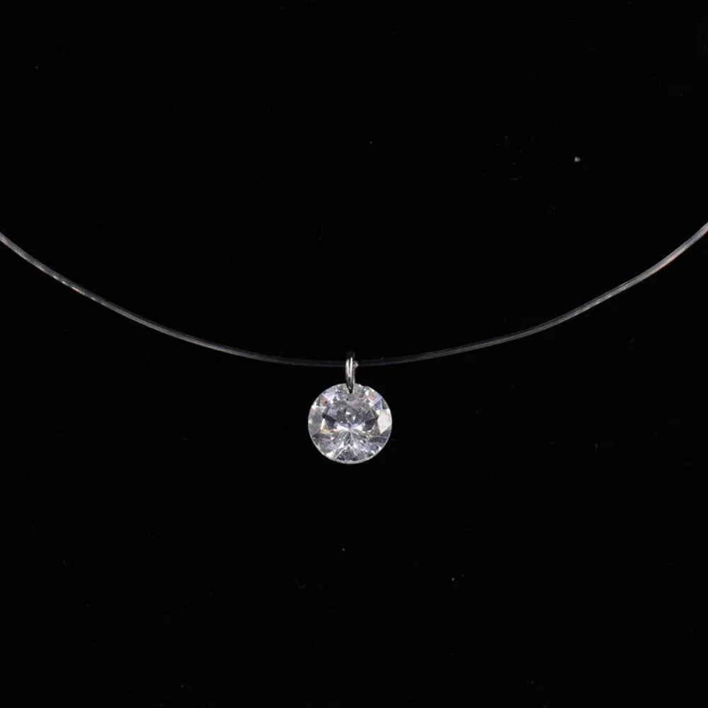Hot Female Transparent Fishing Line Necklace Silver Color Invisible