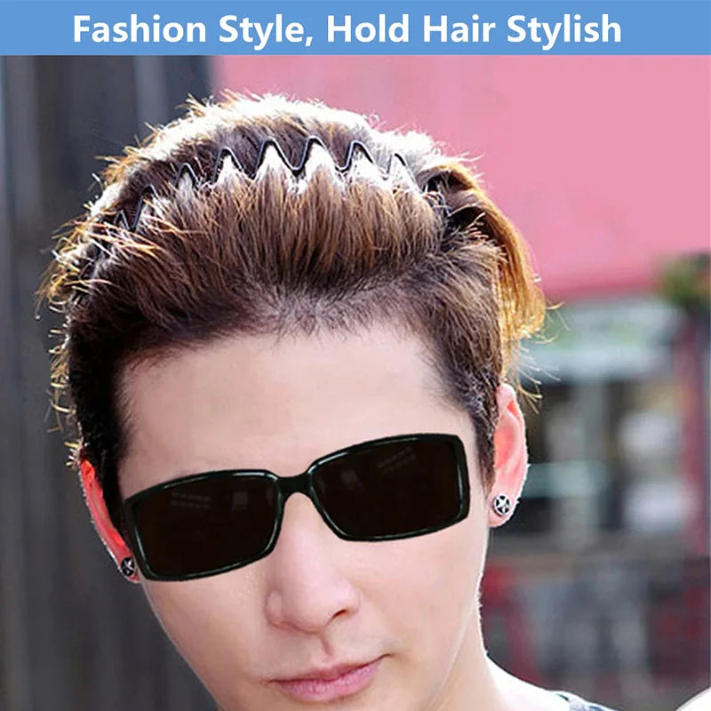 Unisex Black Elastic Non Slip Simple Metal Headbands For Men Women