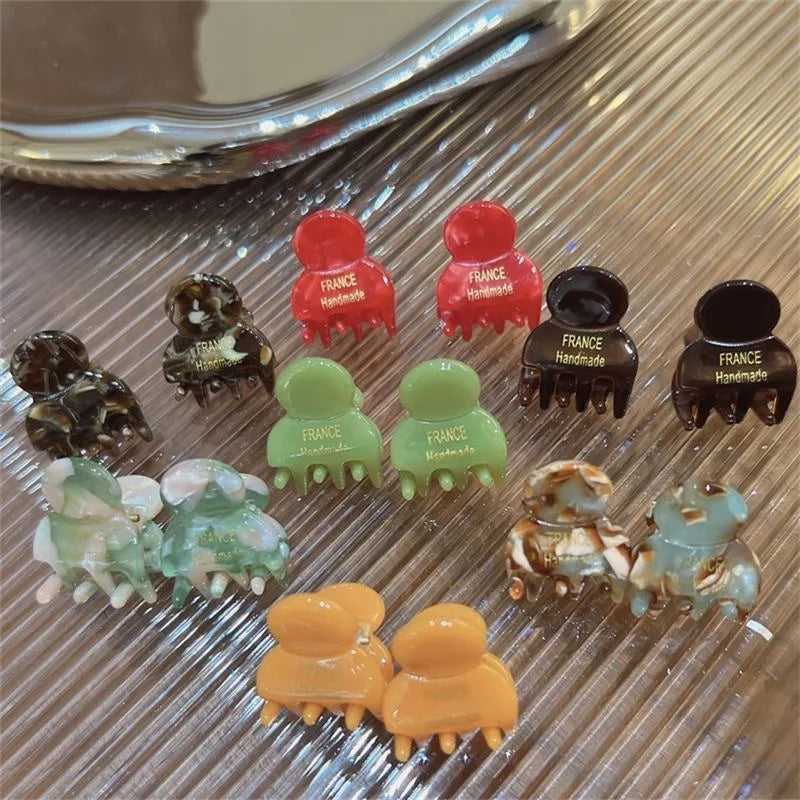 2Pcs/Set Mini 2cm Acetate Small Hair Claw Side Pins Acetate Hair Crabs