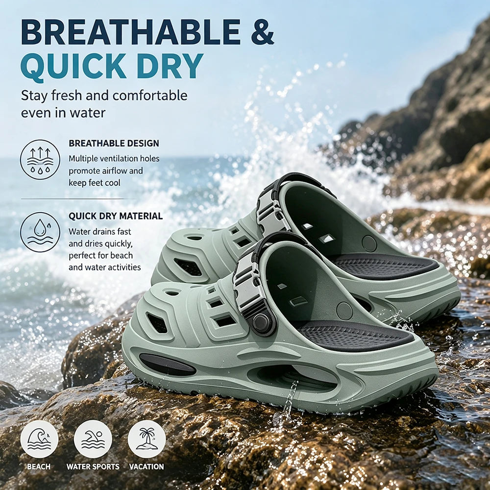 Men EVA Clogs Sandals Lightweight Non Slip Adjustable Strap Garden