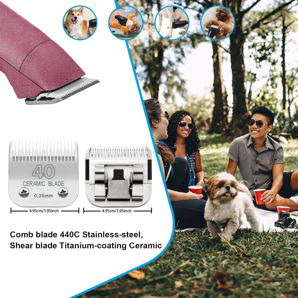 Professional Pet Grooming Blades Compatible with Andis,Oster A5,Wahl