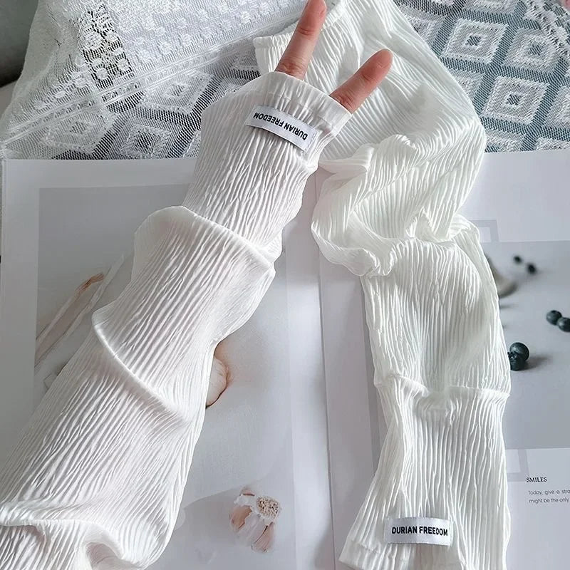 Ice silk sunscreen sleeves, solid color, simple Korean version,
